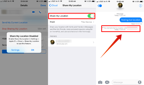 How to Share Live Location on iPhone with Message Apps  - 98