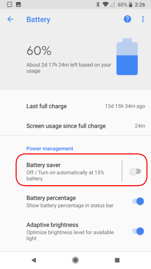 Android battery saver current