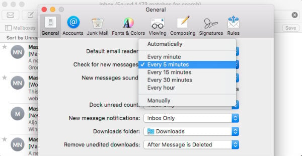 Apple Mail Update Frequency
