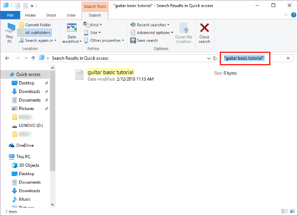 Windows 10 Boolean Quote Search