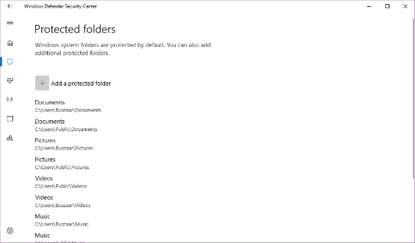 Windows 10 Protected Folders