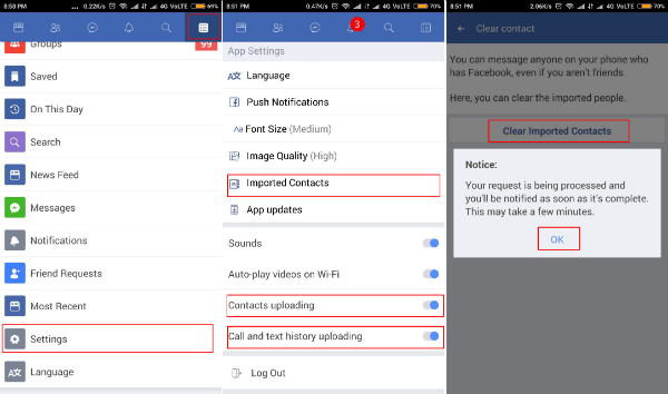 Facebook lite app settings