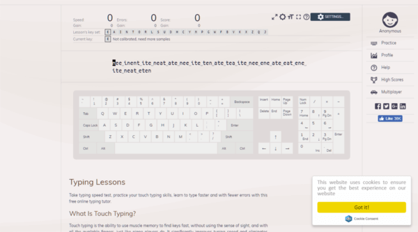 typing speed test keystrokes per hour