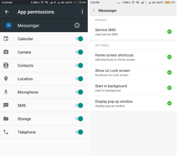 facebook messenger app security settings