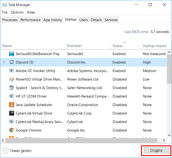 Windows10 Task Manager