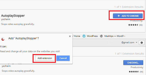 Autoplaystopper adding Chrome extension