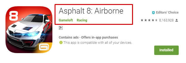 Google Play Store Asphalt 8 original