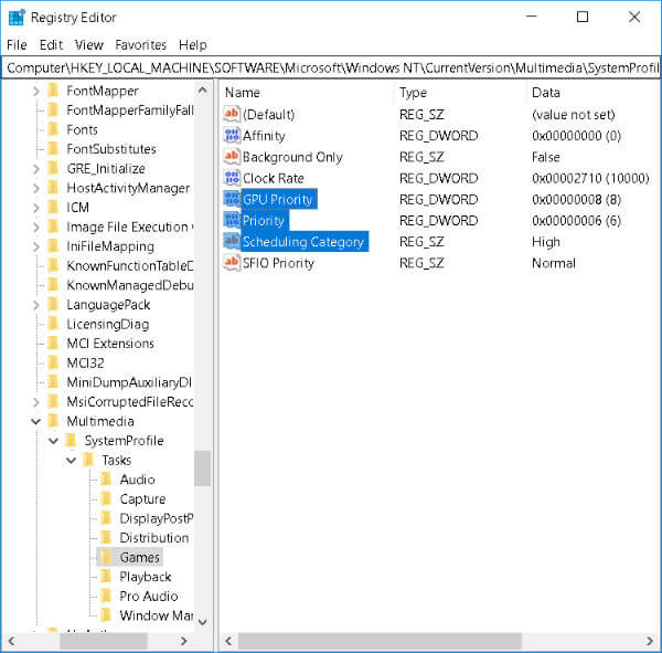Registry tweaks for Gaming Optimization in Windows 10
