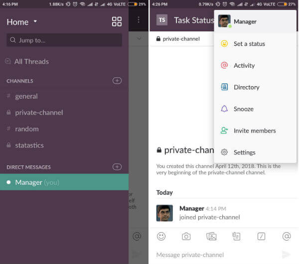 Slack Android project management app