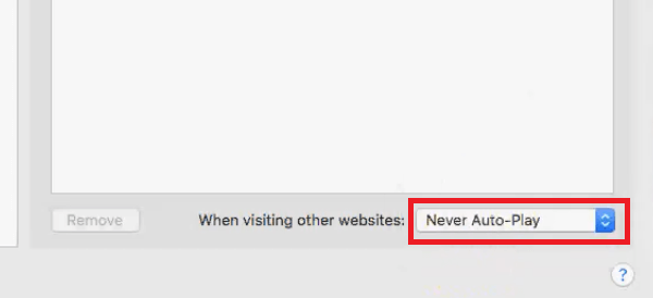 Stop Auto-Play Safari settings