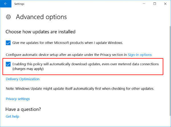 Windows 10 Automatic update settings gaming optimisation