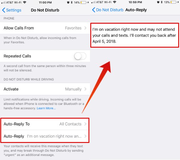 How to Set Out-of-Office Auto Reply Text Message on iPhone for Calls ...