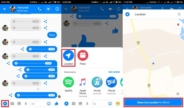 location in facebook messenger