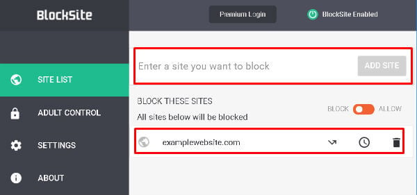 BlockSite chrome extension to block wesites in Chrome