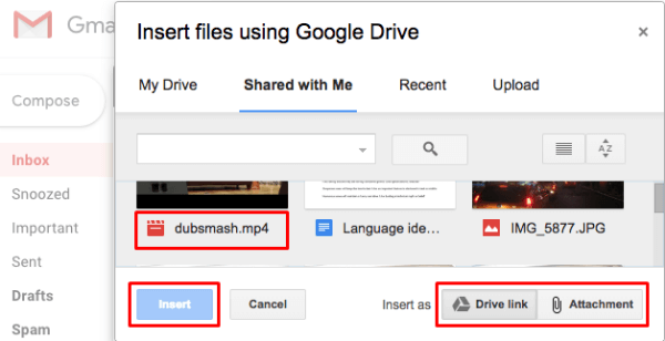 sending video files through google drive compression