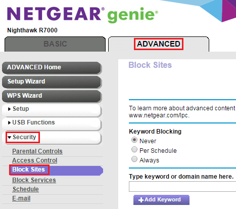 Netgear Genie Block Website