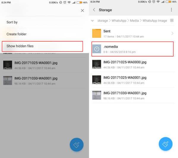 create a nomedia file in android