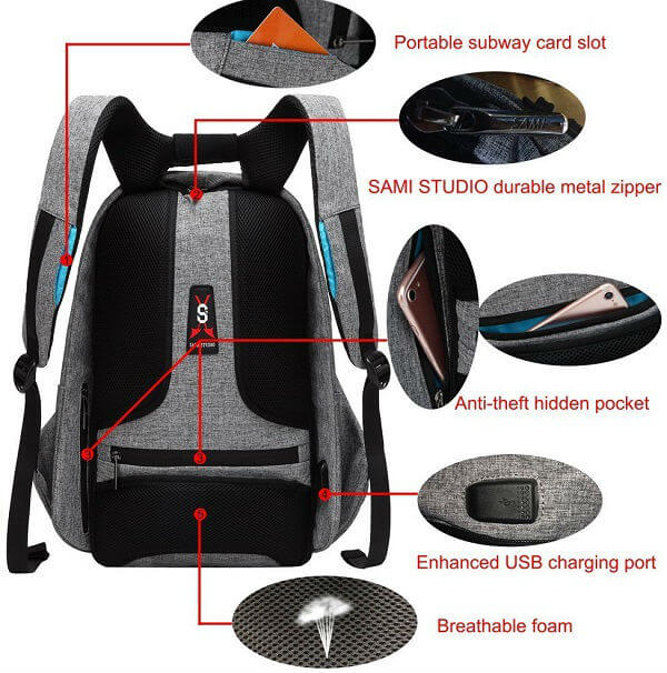 SAMI TUDIO Anti-theft Backpack