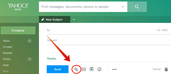 Yahoo Email Attach File