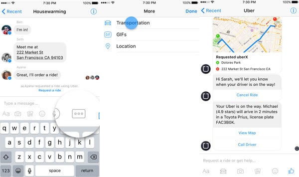 uber ride facebook messenger