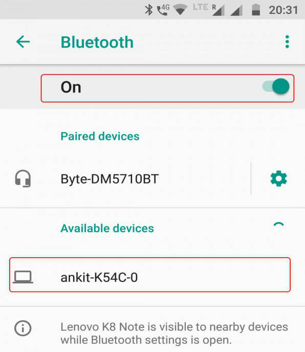 Enable bluetooth on Android mobile