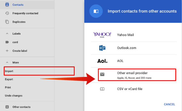 Google Contacts Import from Email