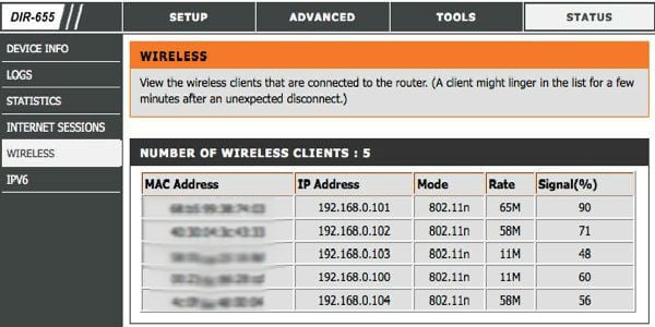 Users connected on router wifi usage