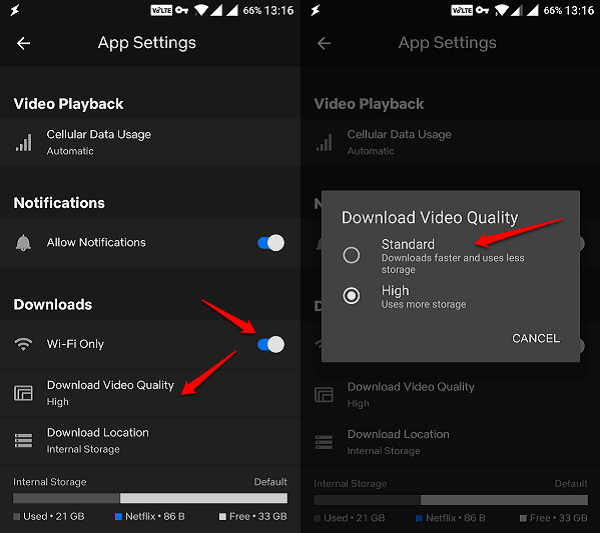 android netflix download settings