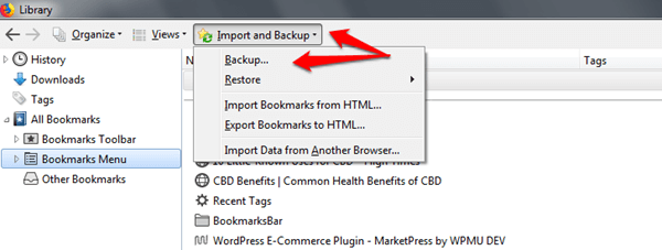 windows firefox backup option