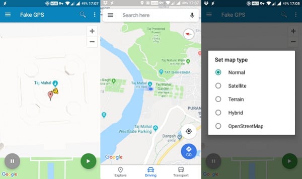 Fake GPS Location interface