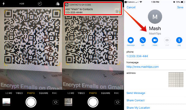 QR Code to Add Contacts iPhone