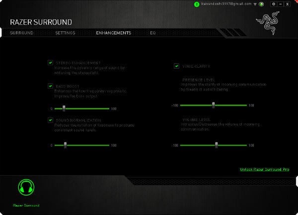 Razer Surround sound equaliser apps