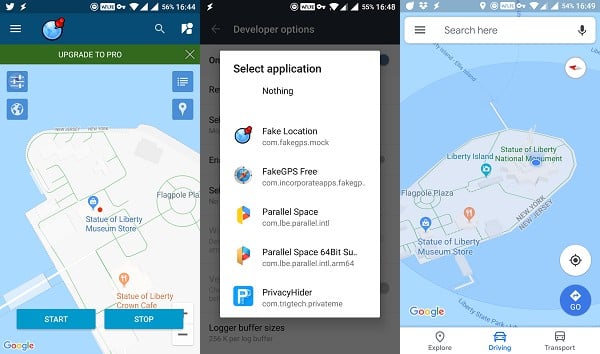 android Fake gps - fake location interface