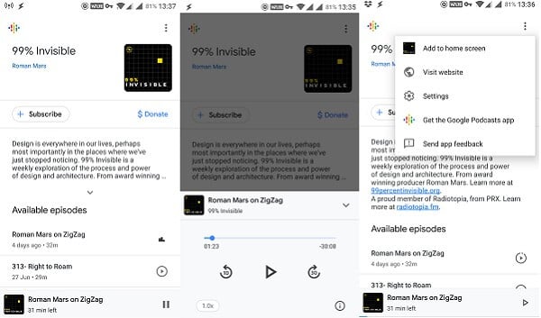 android google assistant podcast player