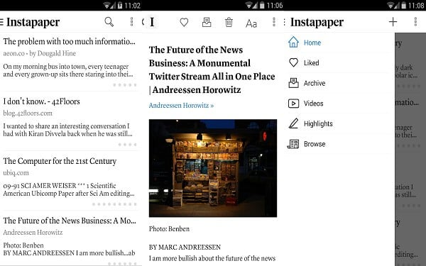 android instapaper layout