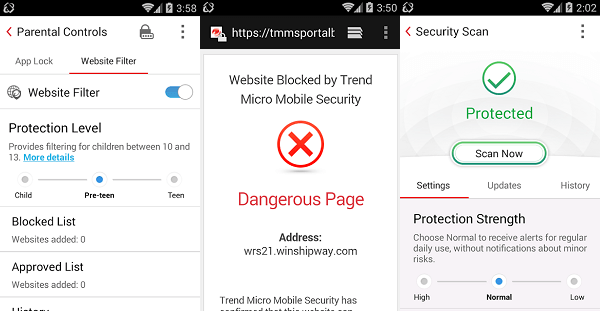 android mobile security interface