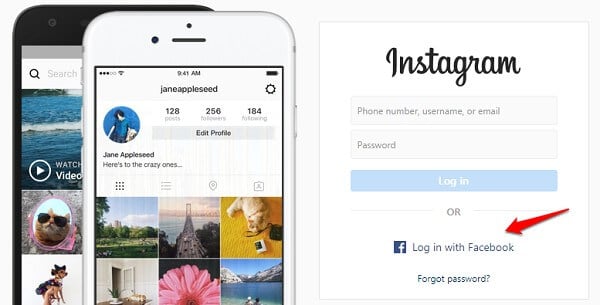 windows chrome instagram facebook login