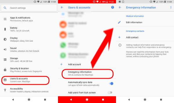 Android Oreo Google Pixel Emergency Info 1