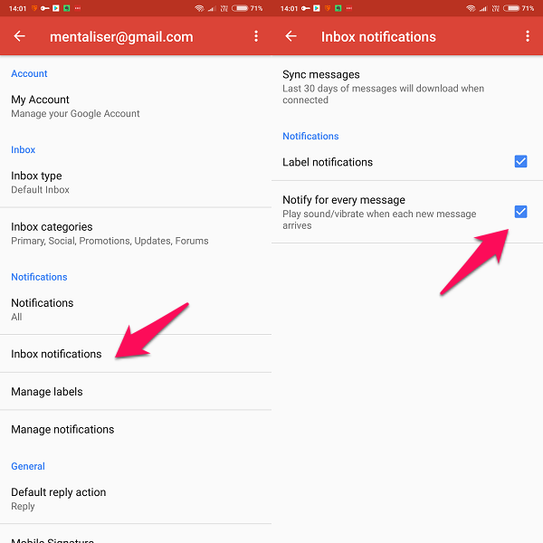 android gmail notification