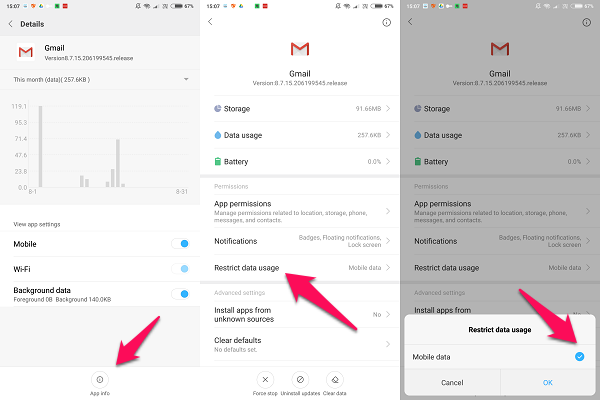android settings restrict data