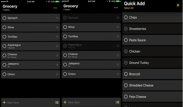 iphone smart grocery entries