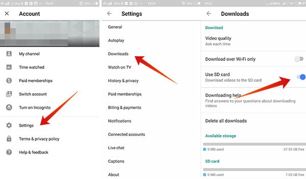 How to change downloads to SD Card