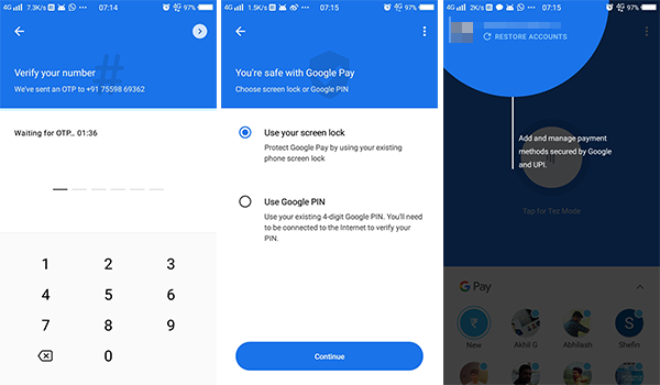 How to setup the Google Pay or Tez 
