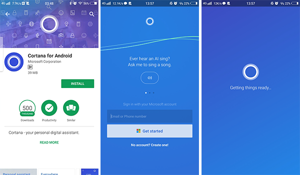 Install and setup Cortana on Android