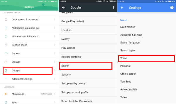 Offline Speech recognition settings Android