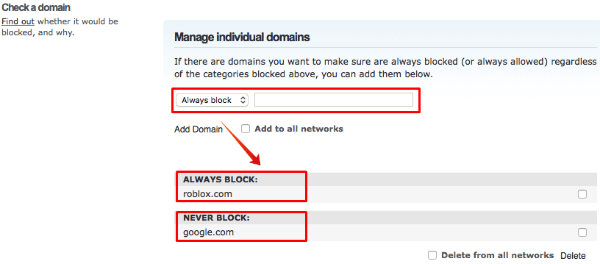 Open DNS Block Websites