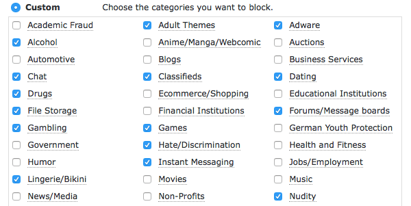 OpenDNS Customized Filtering