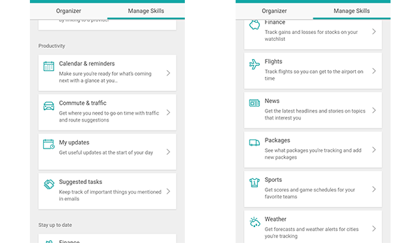 Services and skills on Cortana