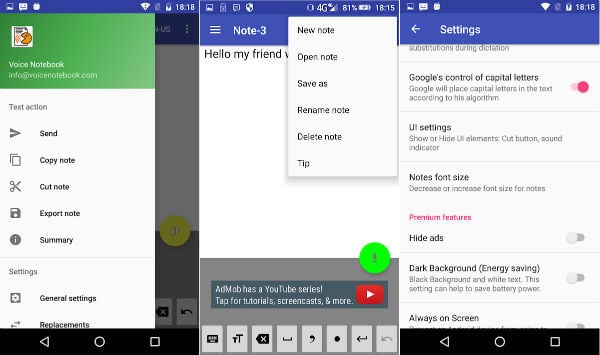 Voice Notebook Speech to text Android