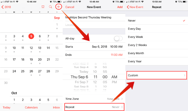 iOS Calendar Recurring Schedule